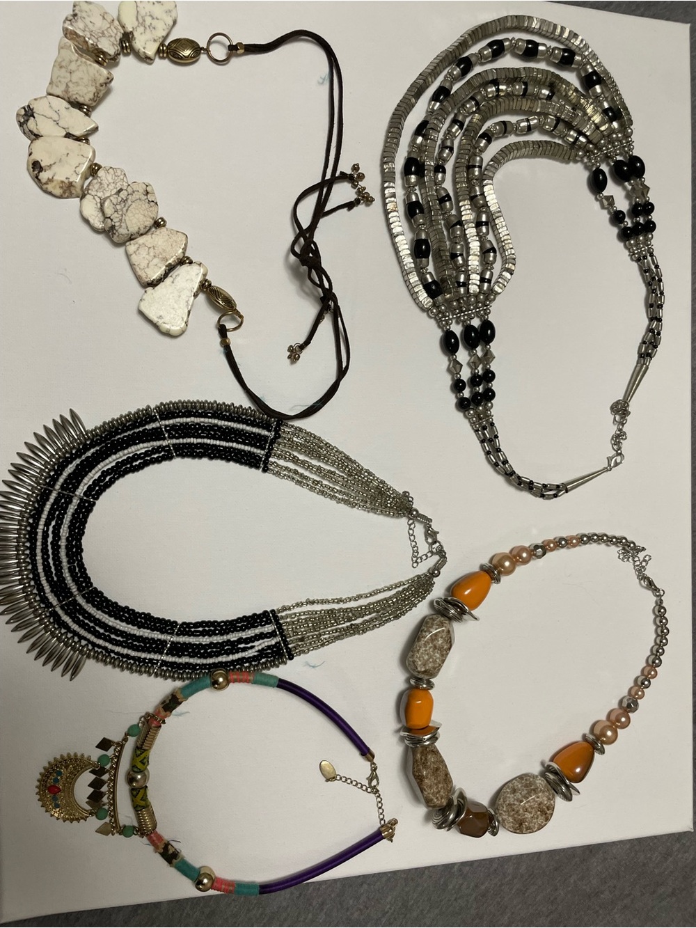 Lot of 5 Boho Statement Necklaces